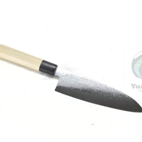 Yoshihiro Ginsan Damascus Santoku 180 mm - Stainless Chef's Santoku with Excellent Edge Retention and Easy Maintenance, Magnolia Handle
