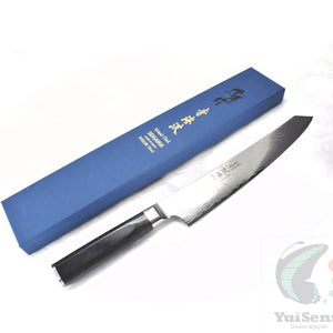Sakai Takayuki GRAND CHEF SEIGAIHA 45 Layers Damascus BOHLER SP Steel Kengata Sujihiki 250 mm