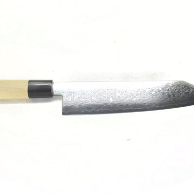 Yoshihiro Ginsan Damascus Kiritsuke Gyuto 210 mm - Stainless Chef's Knife with Excellent Edge Retention and Easy Maintenance, Magnolia Handle