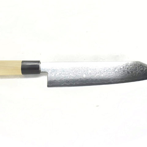 Yoshihiro Ginsan Damascus Kiritsuke Gyuto 210 mm - Stainless Chef's Knife with Excellent Edge Retention and Easy Maintenance, Magnolia Handle