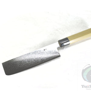 Yoshihiro Ginsan Damascus Nakiri 170 mm - Stainless Chef's Nakiri with Excellent Edge Retention and Easy Maintenance, Magnolia Handle