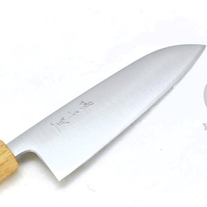 YuiSenri Ginsan, Chef's Santoku - Stainless Chef's Santoku with Excellent Edge Retention and Easy Maintenance, Oak Handle