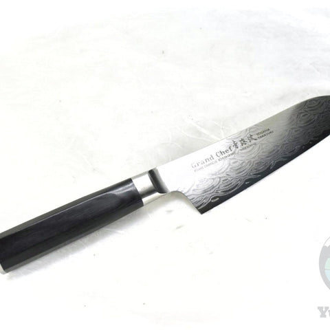Sakai Takayuki Grand Chef Seigaiha Santoku 180 mm – 45-Layer Damascus Böhler N685 Stainless Steel Japanese Multi-Purpose Knife