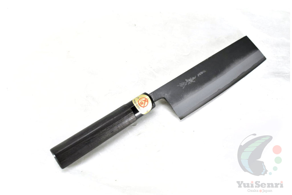 Yoshihiro KUSP Nakiri 165 mm – White Steel #2 Kurouchi Japanese Vegetable Knife