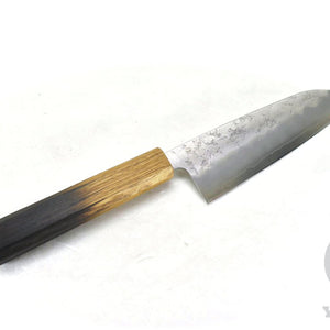 YuiSenri Ginsan Nashiji Finish, Chef's Santoku - Stainless Chef's Santoku with Excellent Edge Retention and Easy Maintenance, Oak Handle