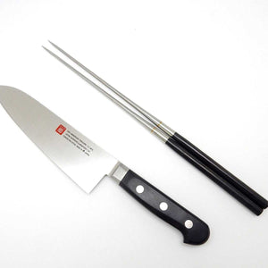 Yoshihiro INOX 1141 Stainless Knife Set/Santoku & MORIBASHI Ebony