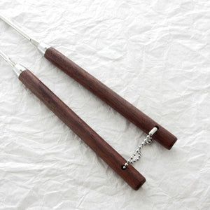 Professional Stainless Tempura Chopsticks with Wooden Handle