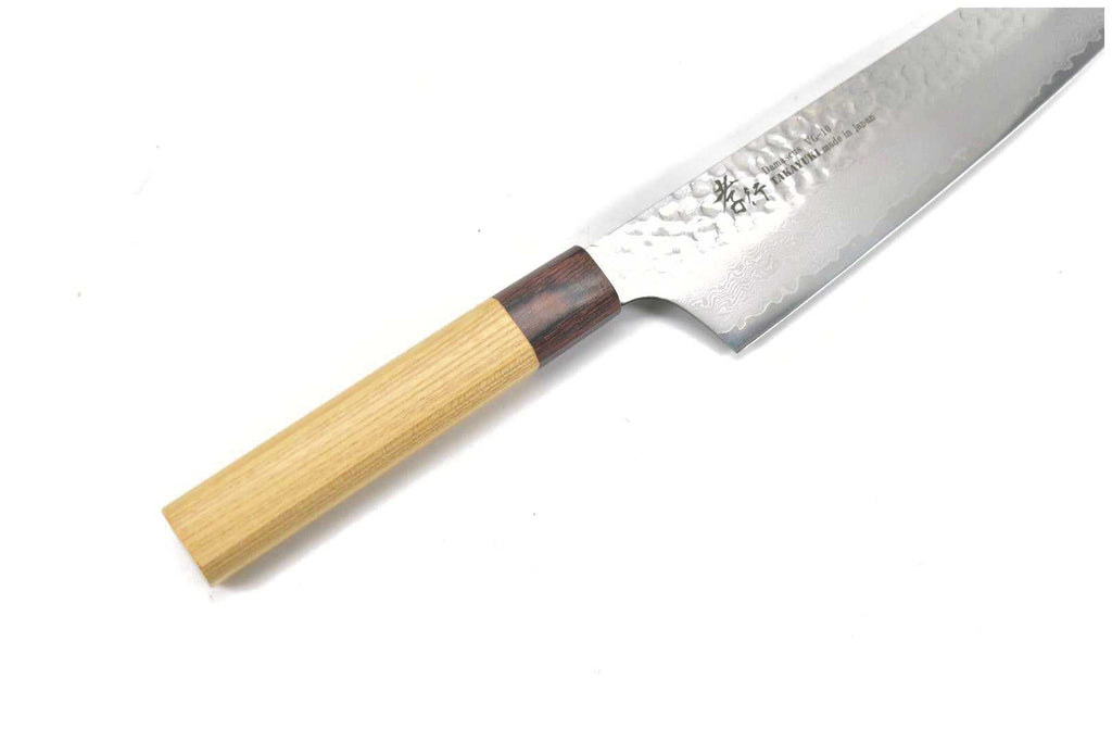 Sakai Takayuki 33-Layer VG10 Damascus Hammered WA Japanese Chef's Knife SET  (Kengata Gyuto190mm - Slicer240mm - Kengata Santoku160mm)